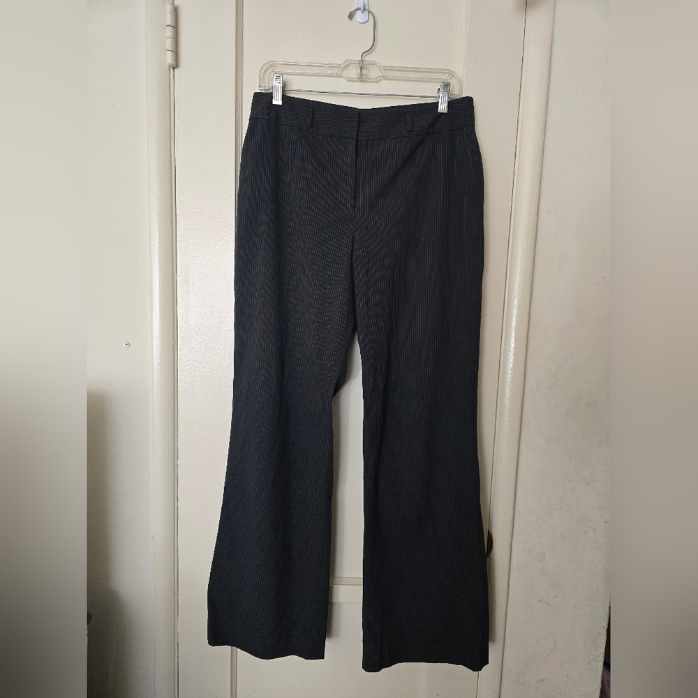 Elegant Charcoal Pinstripe Women's Wide Leg Pants